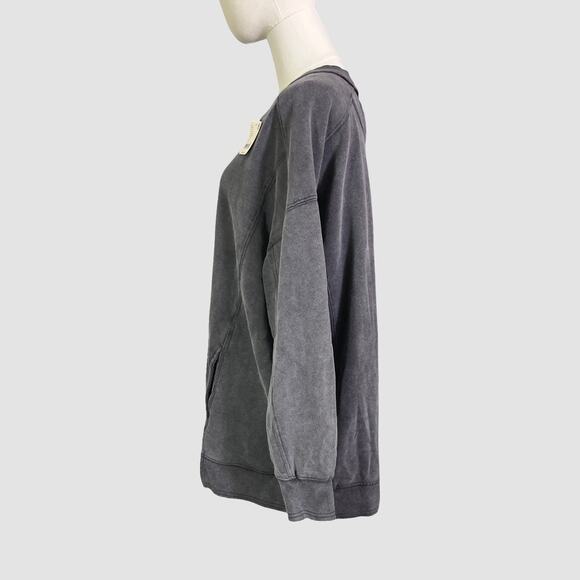 Free People Intercept Oversized Sweatshirt Black Kangaroo Pocket XS NWT - Picture 5 of 11